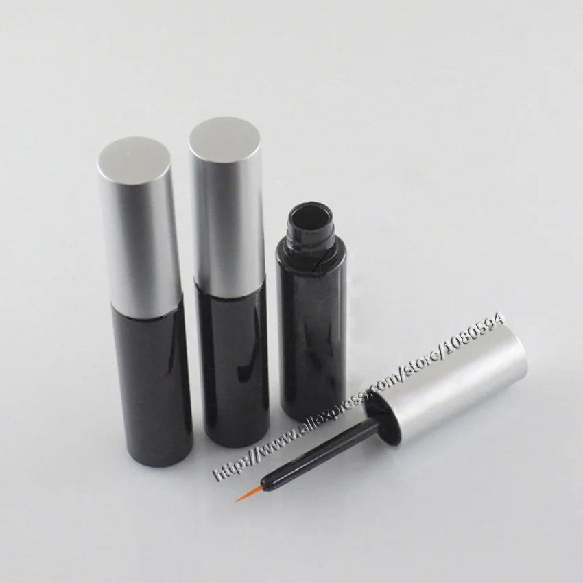

8ml Make Up Empty Tube Eyeliner Cosmetic Container Liquid Eyeliner Bottle With Brush Silver Cap Black Bottle 100pcs/lot