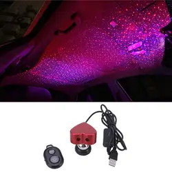 Регулируемая USB Автомобильное светодиодная декоративная лампа мини RGB Атмосфера свет голос/музыка/пульт дистанционного управления крыша