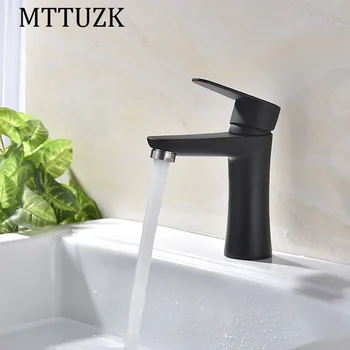 

MTTUZK panit/brushed Solid 304 stainless steel basin faucet hot and cold mixer taps black crane bacia torneira free shipping