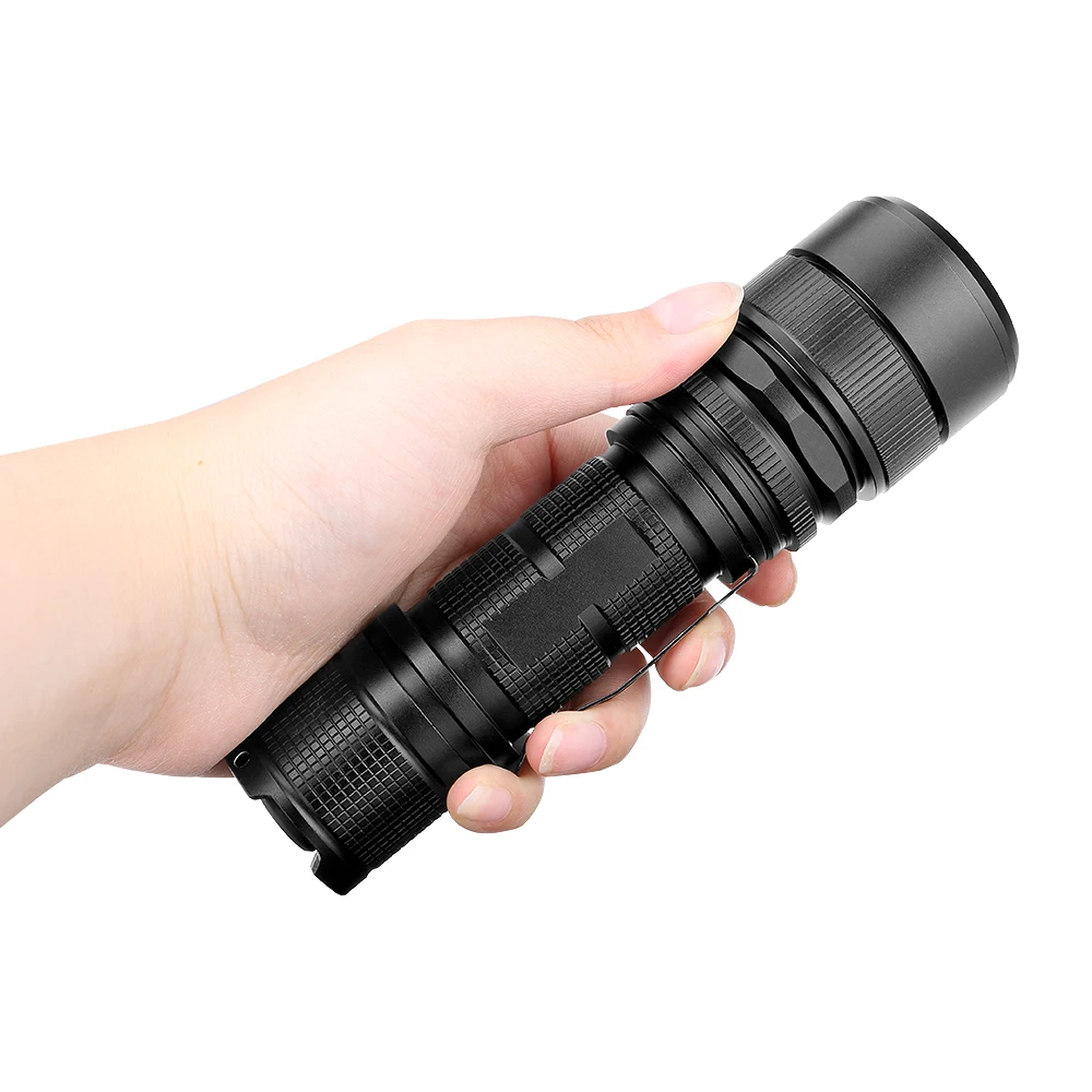 P50 LED Tactical Flashlight 5 Modes Zoomable Torch Waterproof USB Charging 26650 Scout Hunting Flash Light With Clip Tail Rope