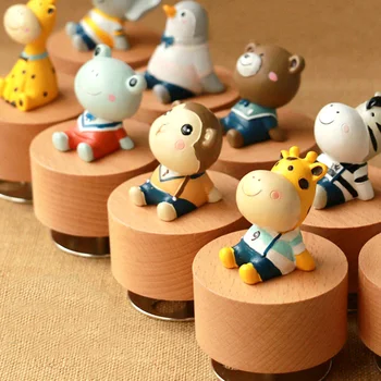 

Creative Children's Xmas Gift Cute Animal Music Box Wooden Music Box Birthday Gift Sky City Music Box Christmas Decoration Cute