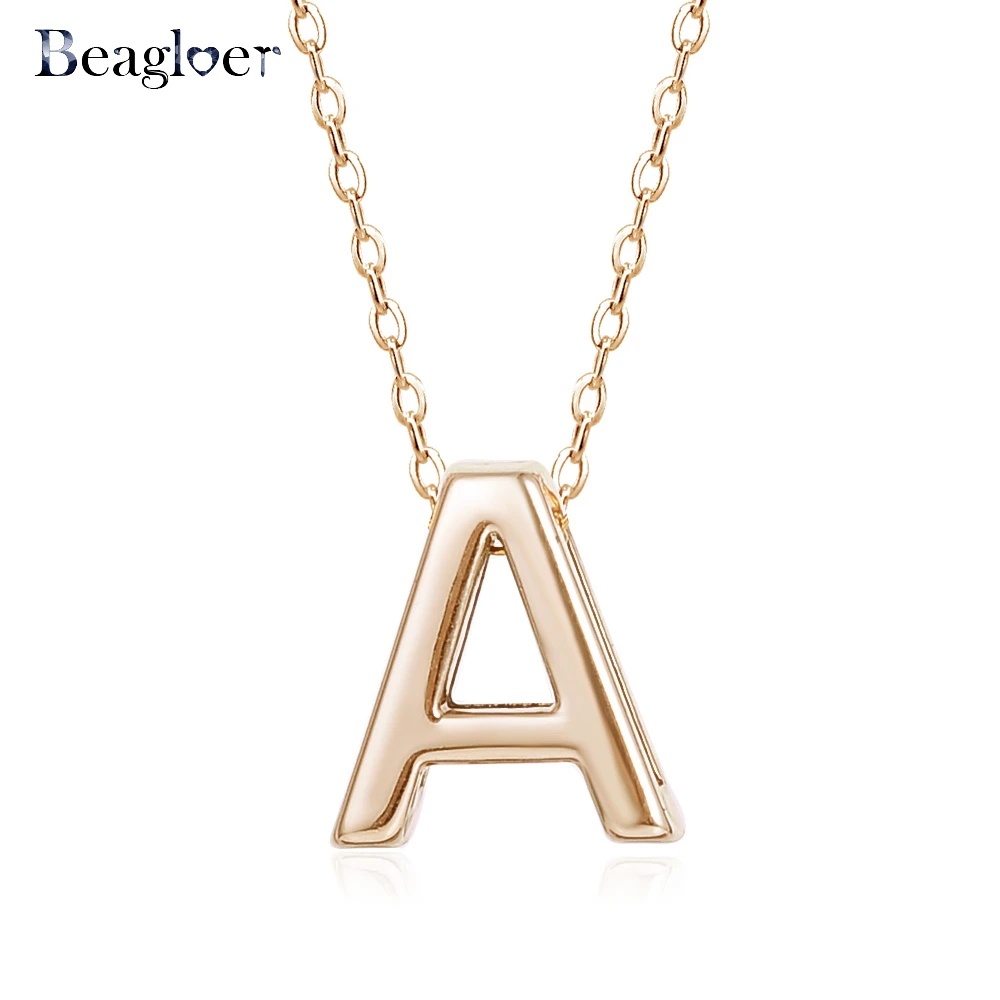 Beagloer Fashion Tiny Gold Colors Initial Necklace Gold Letter Necklace Pendant For Women Girls ...