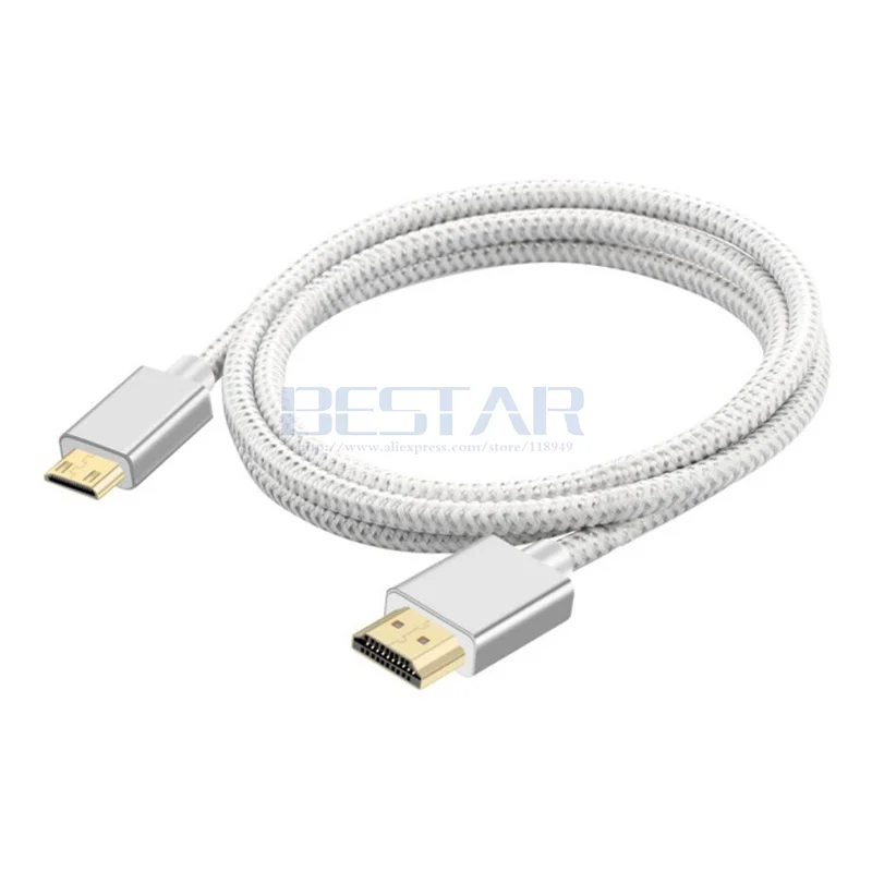 Мини-hdmi 2,0 кабель мини-hdmi в HDMI 2,0 кабель HDMI V2.0 4k 3D HD кабель 1,2 м 2 м 3 м серебристо-серый красный для HD ТВ камеры планшета ТВ