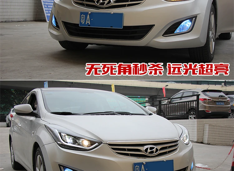 Автомобильная фара для фары для автомобиля Hyundai Elantra 2012- светодиодный фонарь DRL Bi Xenon объектив Высокий Низкий Луч парковочная фара в сборе