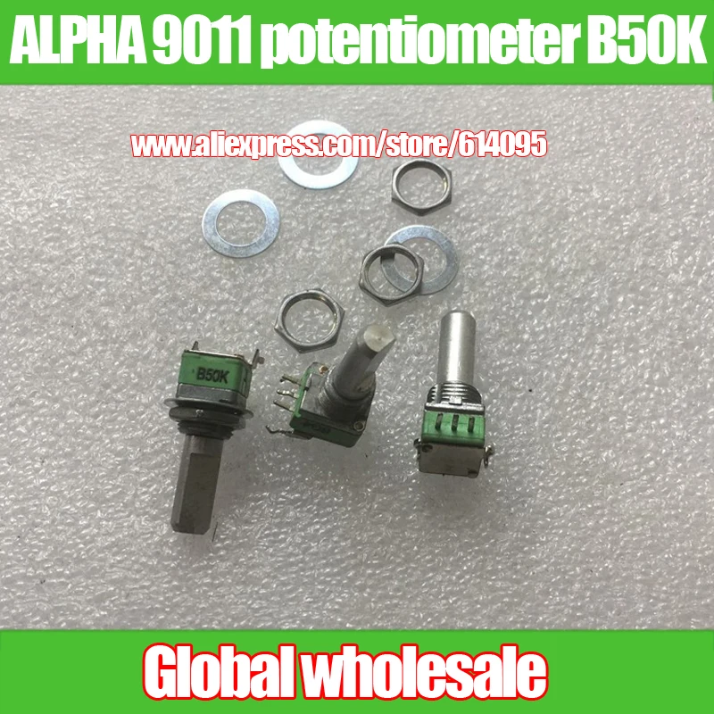 

3pcs ALPHA 9011 single-joint potentiometer B50K with bracket / with mid / long handle 20MMF / Mounting Hole 9MM