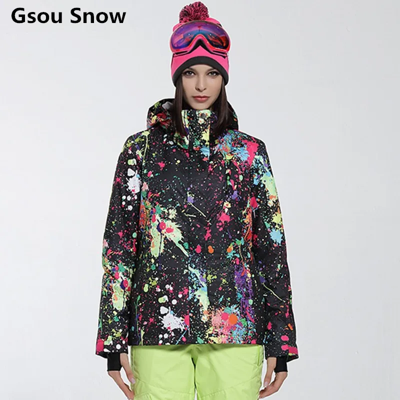 

Gsou Colorful Ski Jacket Women Warm Snowboard Jacket Snow Coat Skiwear Winter Mountain Skiing Suit for Women