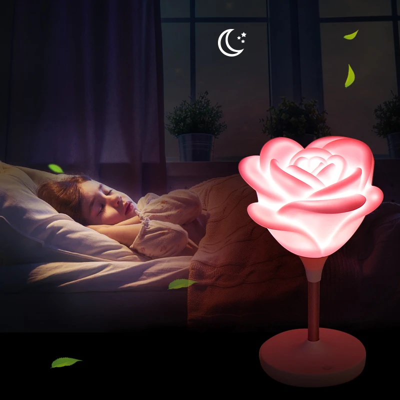 

Night Light Gift Mini Rose Lamp Led Bedroom Baby USB Charging Romantic Atmosphere Energy-Saving Desk Lamp White Rose Red Rose