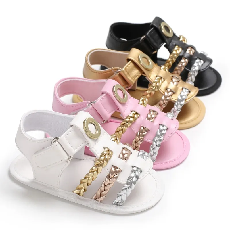 Искусственная кожа ребенка обувь для девочек летние милые первых шагов для новорожденных мягкая подошва Antislip Prewalkers для 0-18 месяцев
