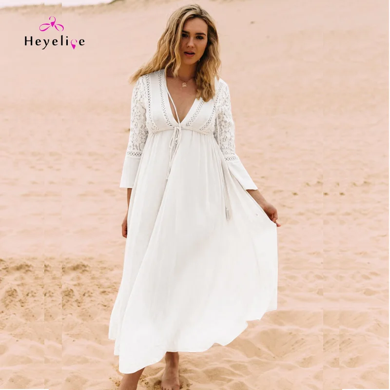 Lace Bikini Cover Ups Long Sleeves Beach Dresses Women High Quality