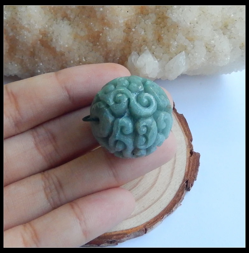 

Sale 1Pcs Natural Stone Chrysocolla Gemstone Carved T Drilled Pendant 25x25mm 18.9g
