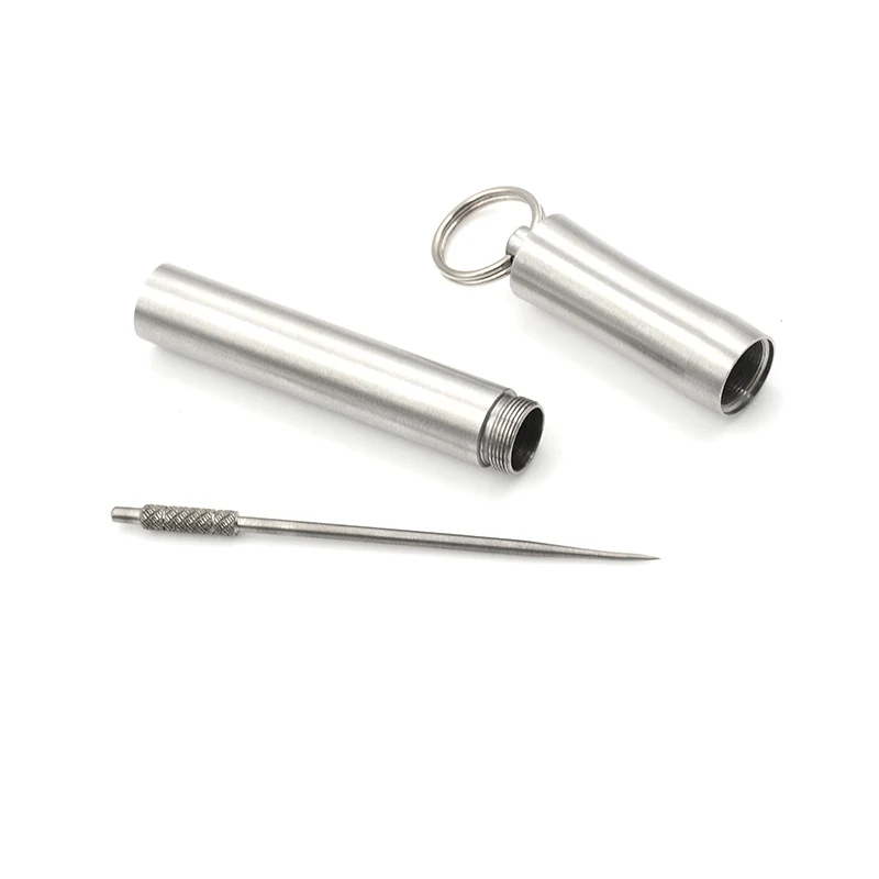 Waterproof Stainless Steel Pill Storage Sealing Box Case Drug Toothpick Holder Bottle Container Medicine Organizer With Keychain