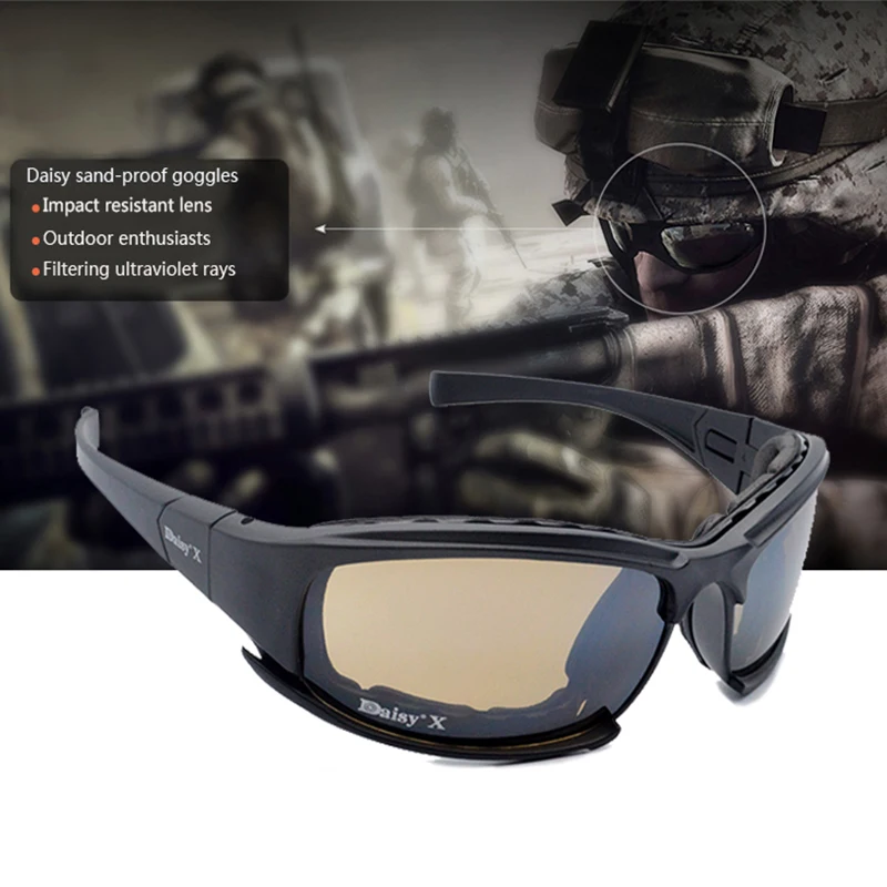 

Daisy x7 tactical glasses 4 lens shooting military goggles 2019 sport running hiking hunting climbing sunglasses army eyewear