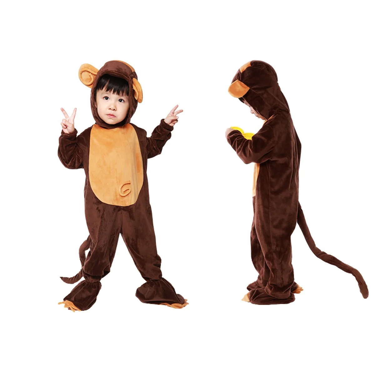 Унисекс, Детская Пижама Kigurumi кобминезон-обезьяна с рисунком из аниме; Детский костюм на Хэллоуин; Одежда для мальчиков и девочек
