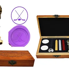 Роскошные Пользовательские Винтаж Хоккей Воск уплотнительное штамп латунь павлин металлической ручкой Щупы для мангала плавления ложка деревянной подарочной коробке комплект