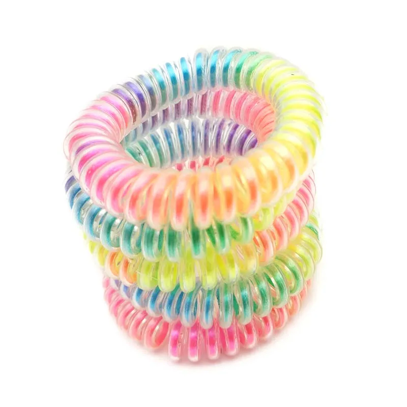 Лот 5 шт. радужные резинки для волос Красочные эластичные резиновые телефонный провод волосы галстуки и пластиковые веревки аксессуары для волос - Цвет: big size
