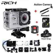 HD экшн-камера Wi-Fi для go pro hero 4, камера для экстремальных видов спорта, видео, 1080 P, 30 м, водонепроницаемая Спортивная камера, дополнительный ремень на голову+ сумка+ Монопод