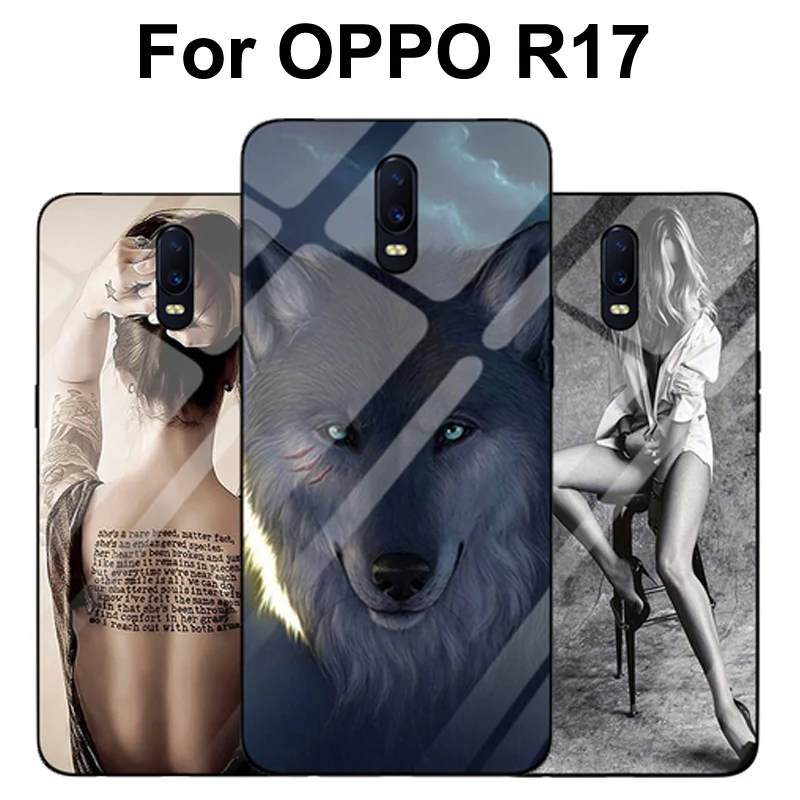 6 4 &quotдля OPPO R17 чехол wolf girl закаленное стекло силиконовая рамка жесткая задняя
