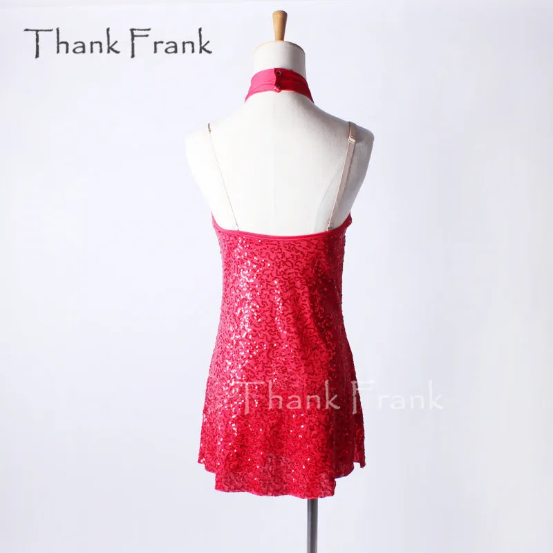 Thank Frank Mock Turtleneck Tank Latin Dress Girls Adult Red Modern Jazz Contemporary Dance Costume C352