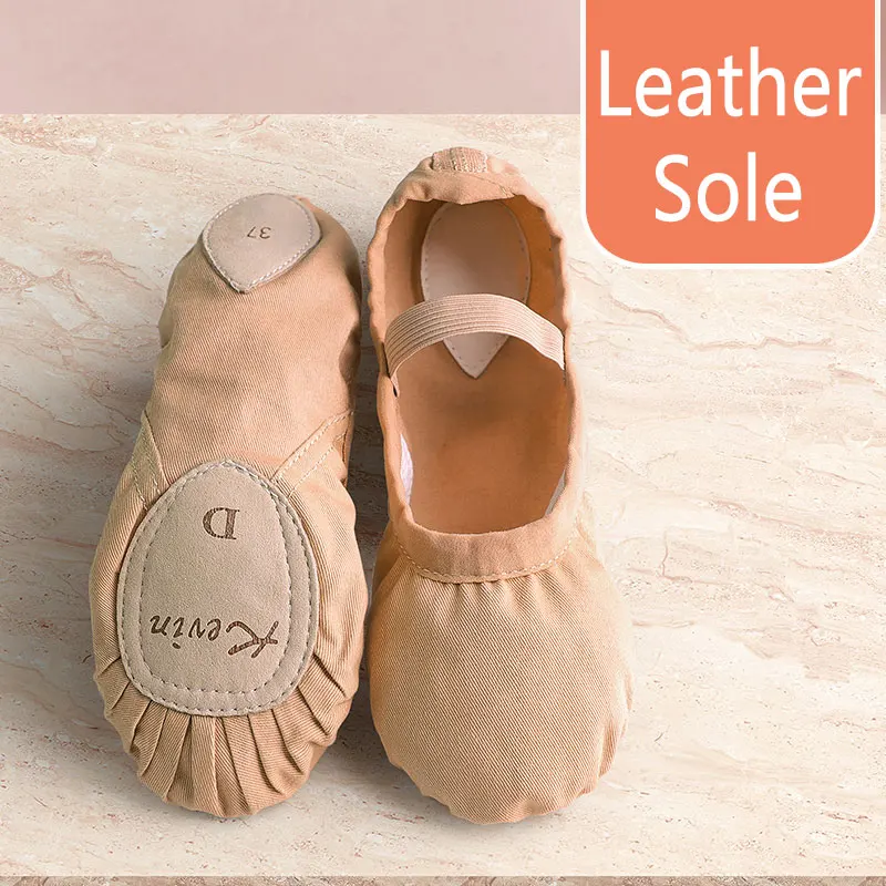  Cow Leather Ballet Shoes Girls Split Leather Sole Toddler Children Ballet Slippers Soft Gymnastics Dance Shoes
