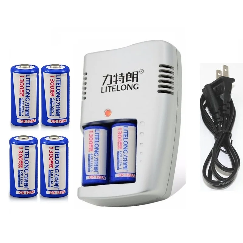 6PCS 1300mAh CR123A LiFePo4 Rechargeable Battery + 2 Slots Intelligent Smart Charger for 3V CR 123A Battery цена 6PCS 1300mAh CR123A LiFePo4 Rechargeable Battery + 2 Slots Intelligent Smart Charger for 3V CR 123A Battery цены онлайн