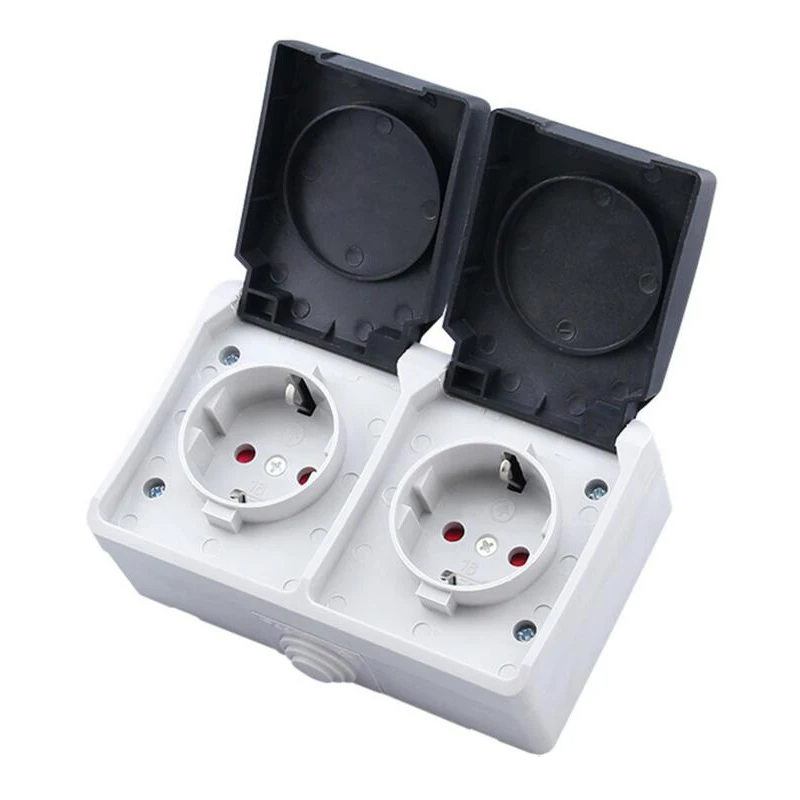 Wall Socket Surface mounted IP 44 Outdoor Splash Socket 16A Both EU