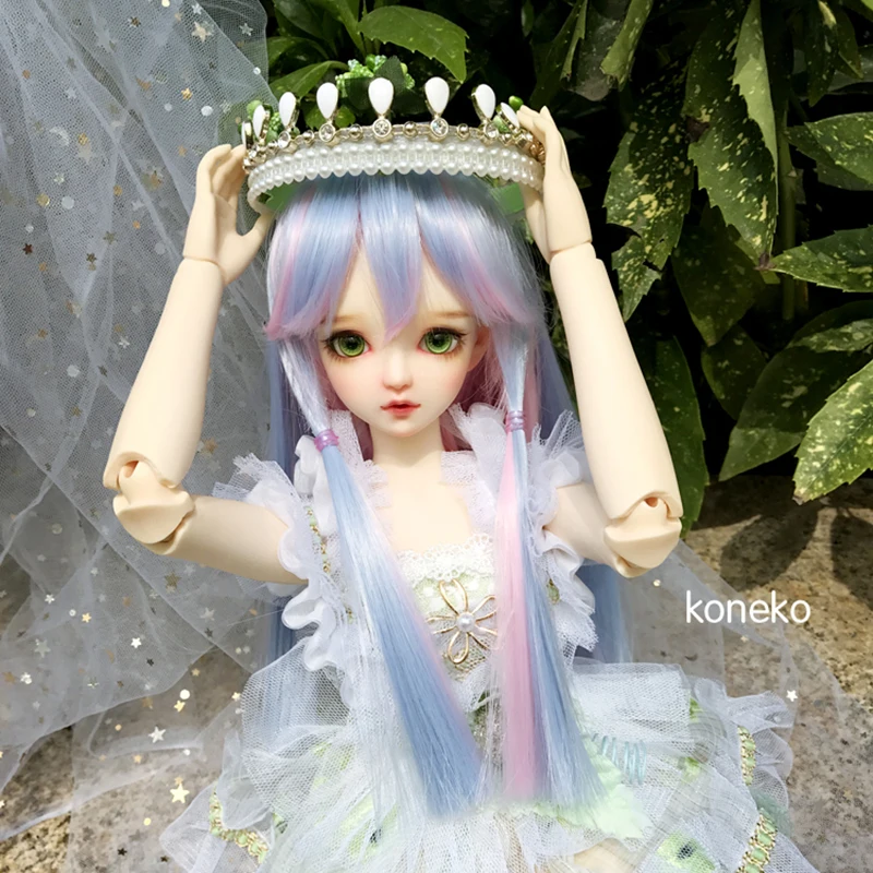 Allaosify BJD куклы парик 1/3 1/4 гигант детские длинные прямые волосы эльф ветра ice blue смешанный цвет