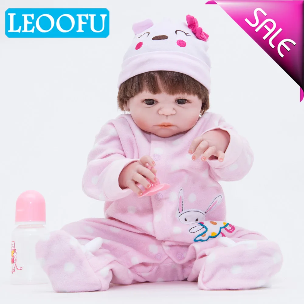 

LEOOFU 55cm 22inch play house toys christmas gift doll Handmade full silicone vinyl reborn baby doll with set kids birthday gift