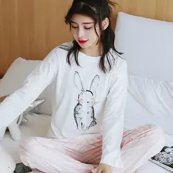 Женские пижамные комплекты одежда для сна комплект из 2 предметов пижамный комплект для сна топ с длинными рукавами + штаны 2 шт. ночное