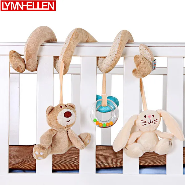 

Lathe Around Infant Cute Bear Rabbit Plush Doll Bed Revolves Infant Baby Bed Stroller Crib Playing Sensory Toy Rattles Playmate