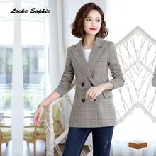 1pcs Womens Plus size Blazers coats 2019 Autumn cotton blend Splicing Single button Small Suits jackets ladies Skinny Blazers