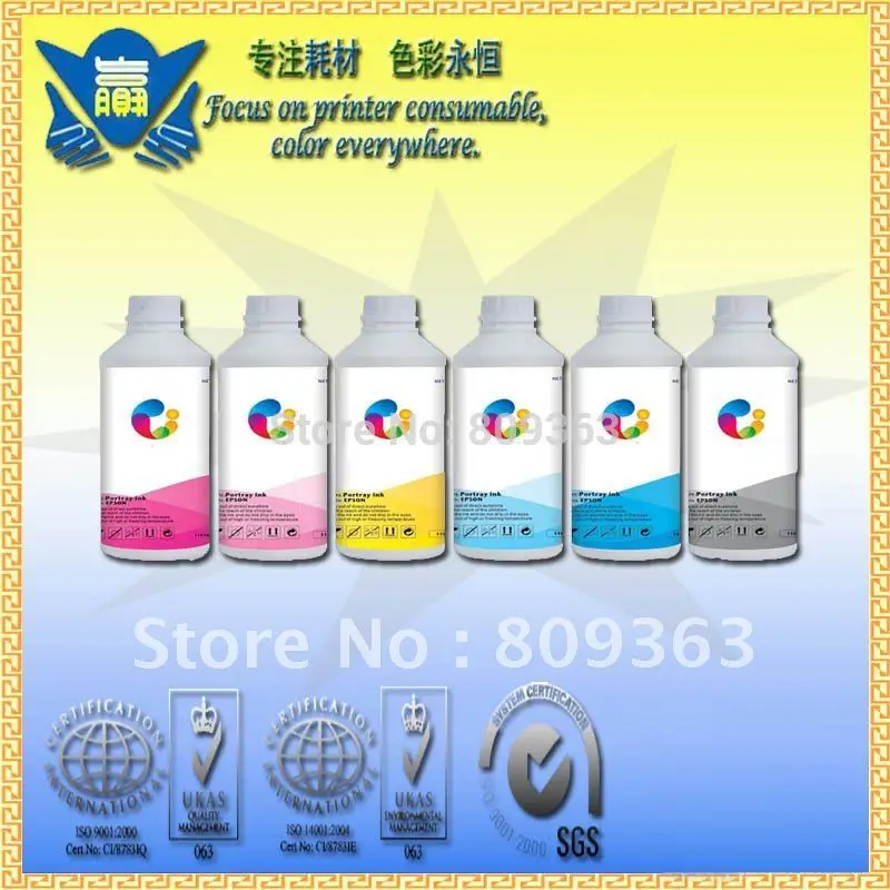 

Hot sale 6 Color +1000ML Pigment Ink for Epson Inkjet Printers