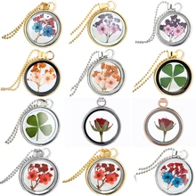 Floating Lockets Pendant Necklaces for Women Real Dried Red Rose Women Pendants Necklace Chain Link Women Necklace Jewelry nude slender link necklace for women