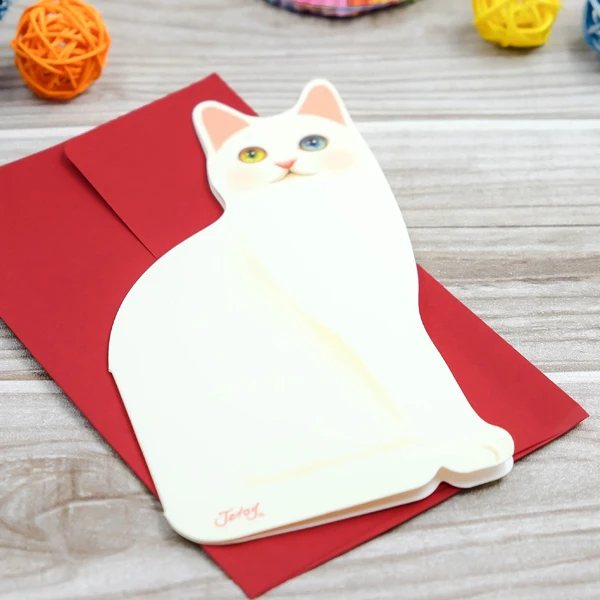Новое поступление! 5 шт Мини мультяшная Складная кошка пригласительная открытка поздравительные открытки на день рождения украшение рождественских подарков от поставщиков - Цвет: No2
