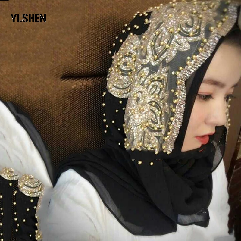 Мусульманский тюрбан Hijabs вело шарф для женщин шифоновый длинный однотонный