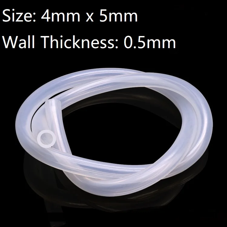 

Transparent ID 4mm x 5mm OD Food Grade Silicone Rubber Hose Soft Flexible Drinking Pipe Tube Non-Toxic Temperature Resistance
