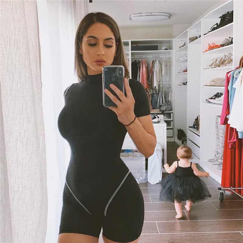 Fitshinling Athleisure Fitness Short Jumpsuit Women Rompers Bodybuilding Sexy Slim Playsuit Sportswear Summer Body Jumpsuits