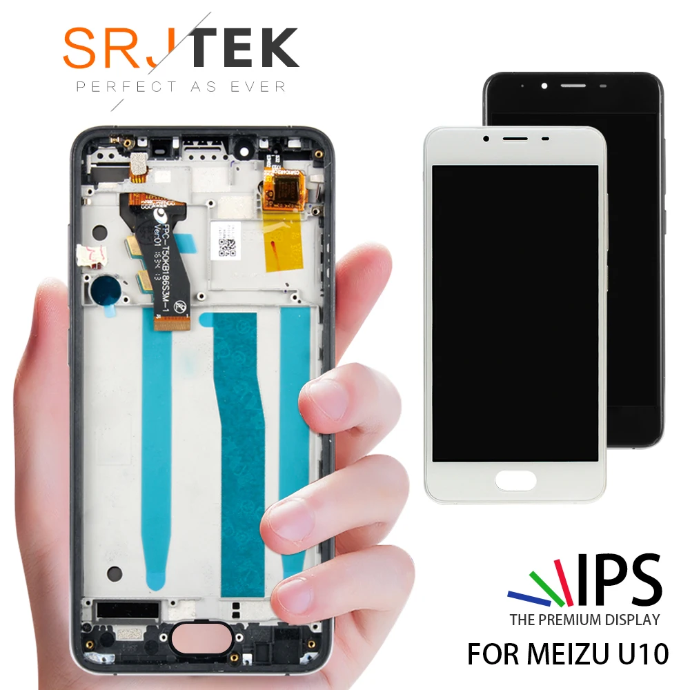 SRJTEK ل Meizu U10 محول الأرقام بشاشة تعمل بلمس + شاشة الكريستال السائل استبدال ل Meizu U10 5.0 بوصة الهاتف المحمول