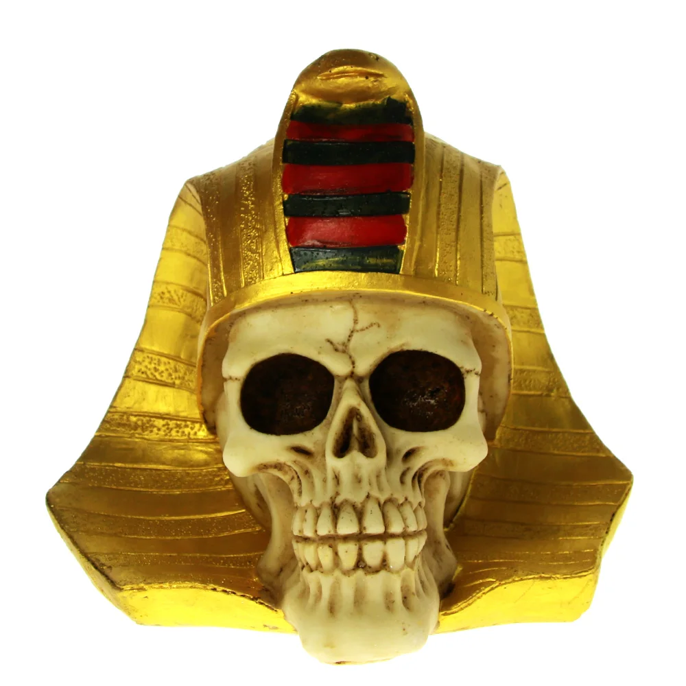 

Pharaoh King Tut Skull Bust Figurine Ancient Egyptian King Golden Skeleton Mummy Death Tutankhamun Pharaoh Statue Sculpture