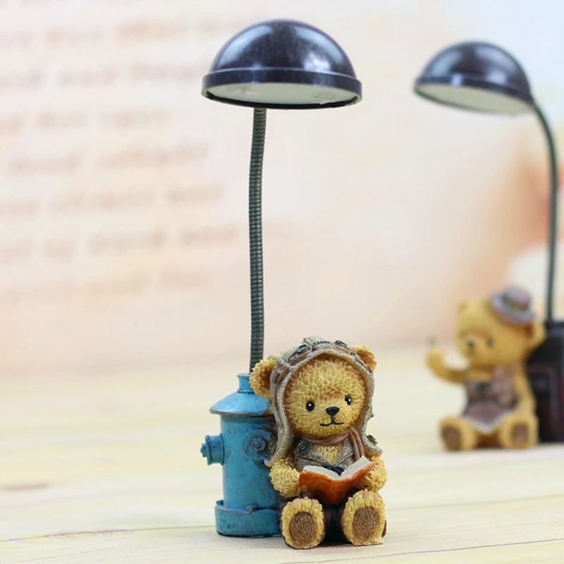 Домашний Ночной светильник-медведь из смолы, фигурка мультяшного животного, украшение из смолы, подарки, настольный орнамент, Ночной светильник, террариум