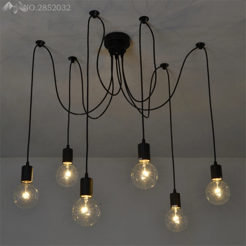 Nordic Spider Vintage Pendant Lamp Multiple Adjustable Retro Pendant