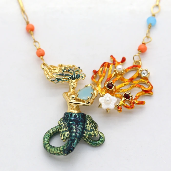

French Dyxytwe Ocean Series Mermaid Necklace For Women Unique Fashion Sweater Necklaces Brand Jewelry