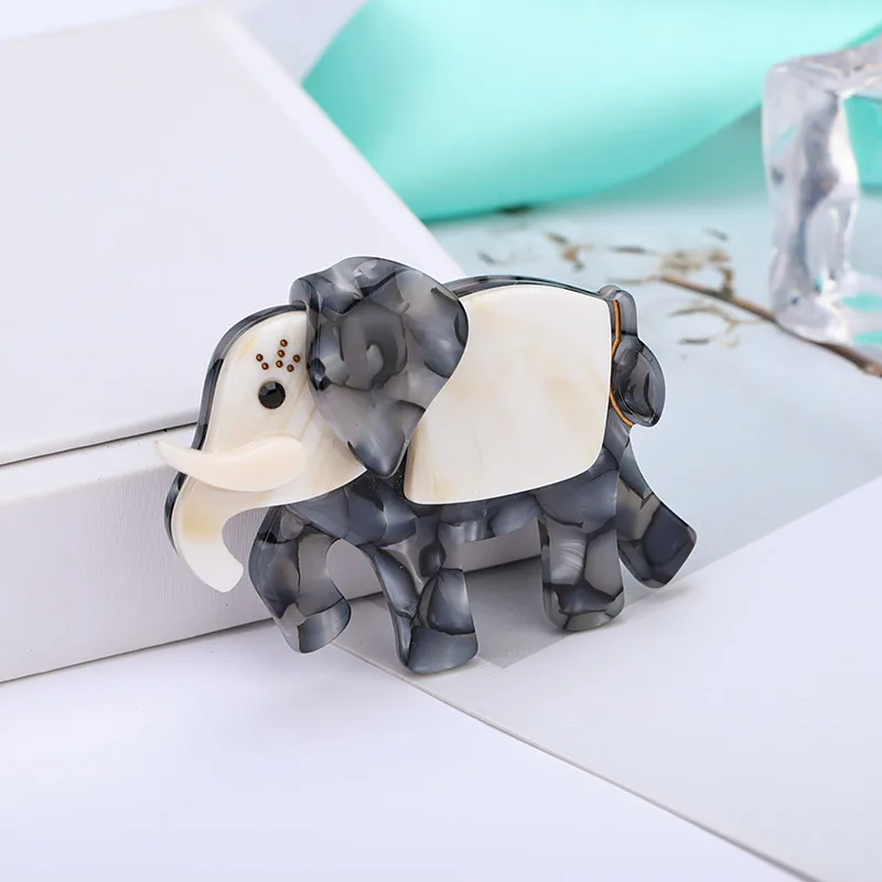 MAIKALE Fashion Acrylic Elephant Brooches for Women Men Big Resin Acetate Celluloid Animal Brooch Pins Jewelry Gifts Cute Broche