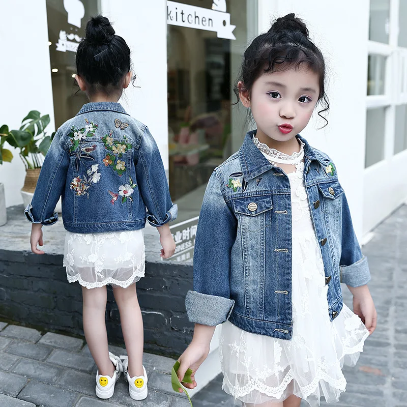 New Baby Girls Denim Coats Roll Sleeve Jeans Jackets for Girl Toddler