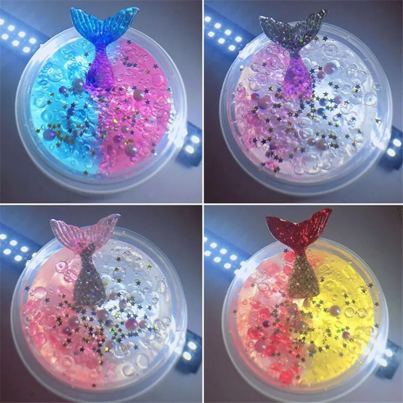 

60ml Galaxy Colorful Exquisite Fishbowl Beads Mermaid Slime Crystal Mud cotton clay Plasticene DIY Decompression Modeling Toys