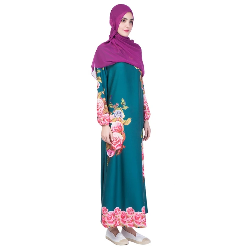 Новинка 2018 мусульманское женское модное платье с цветочным принтом Abaya Дубай