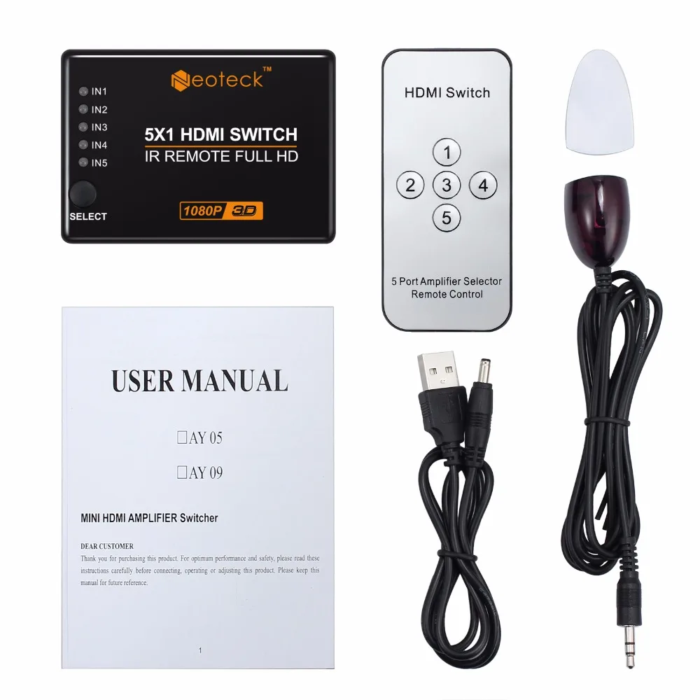 Коммутатор Neoteck 4K 1080P с 5 портами HDMI сплиттер концентратор входами 1 выход 3D бокс ИК