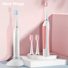 HERE-MEGA Sonic Electric Toothbrush Ultrasonic Whitening Teeth Vibrator Wireless Oral Hygiene timer Three heads DuPont Brush 601 xiaomi electric toothbrush smart sonic ultrasonic tooth brush whitening teeth vibrator wireless oral hygiene mijia birthday gift