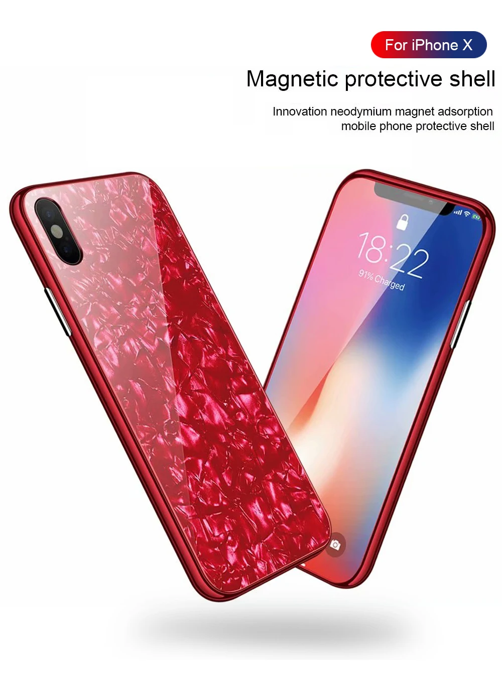 Ascromy Magnetic Adsorption Phone Case For iPhone X Tempered Glass Back Cover For iPhoen 10 8 Plus 7 6 6S Magnet Accessories (1)