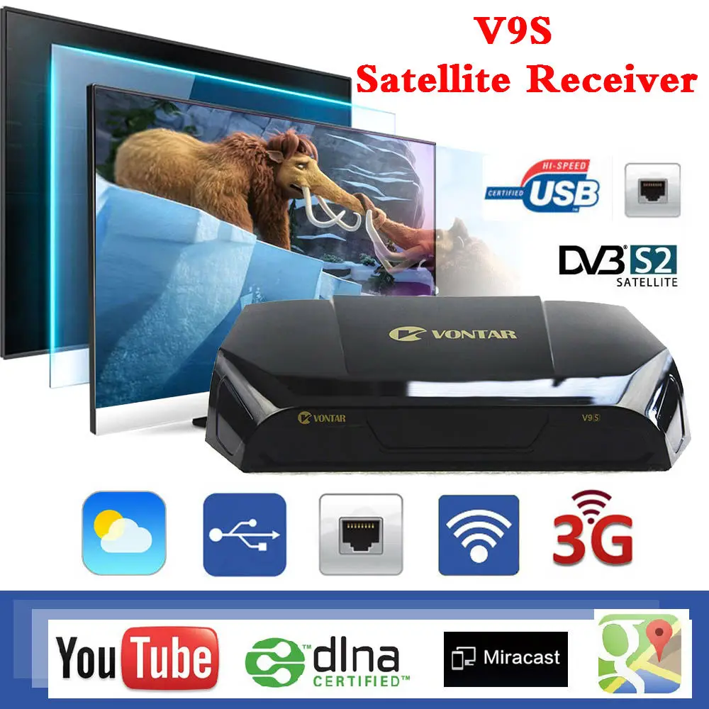

Original V9S Satellite Receiver DVB-S2 HD Build in Wifi Support CS Stalker Xtream Spain Portugal TP list OTA Same as Solovox V9s