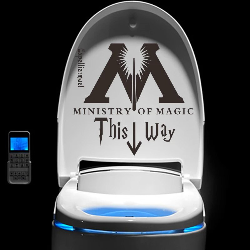 

ministry of magic this way wall stickers for bathroom toilet home decor diy Harry Potter parody rest room wall decals art